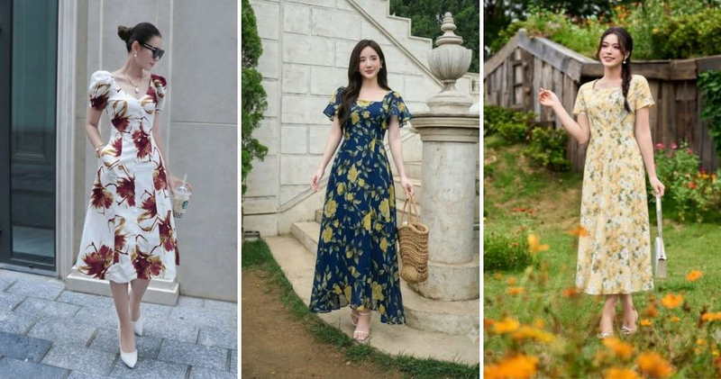 Họa tiết hoa to bản kết hợp cùng màu sắc tươi sáng sẽ tạo hiệu ứng đầy đặn và tràn đầy sức sống cho tổng thể cho dáng người gầy