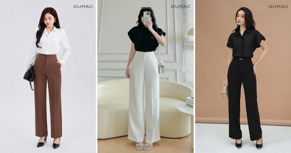 Quần tây cạp cao giúp định hình tỷ lệ đôi chân thon dài hiệu quả