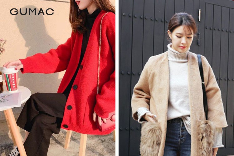 Áo Cardigan dài cùng áo len cổ lọ và quần tây