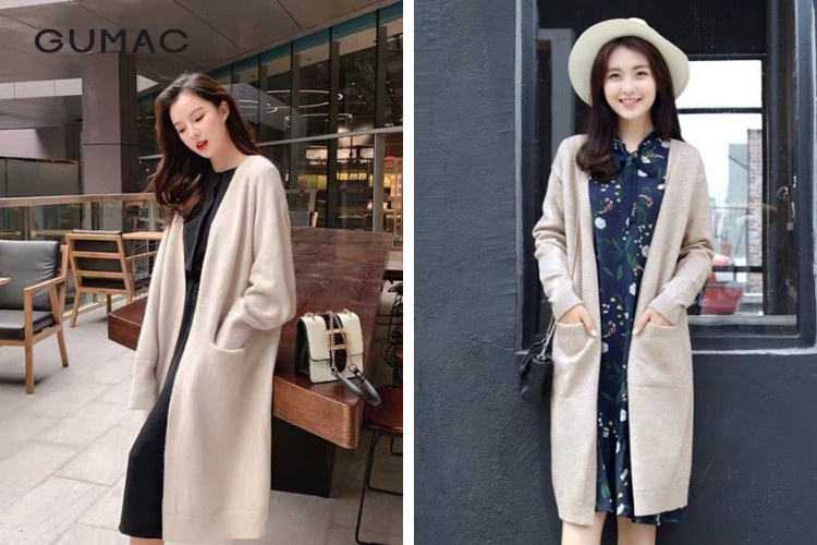 Phối váy liền cùng áo Cardigan dài