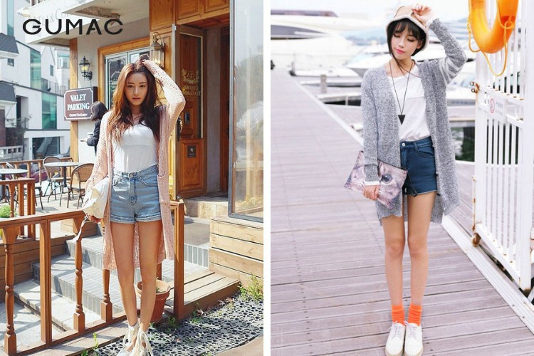 Quần short cùng áo Cardigan dài