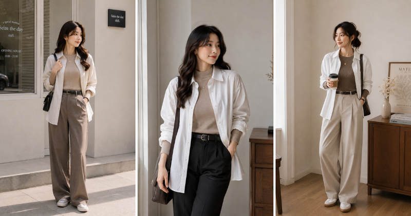 Mặc áo len cổ lọ ôm mỏng bên trong, khoác áo sơ mi oversize buông cúc mang lại vẻ đẹp tri thức, phóng khoáng và vô cùng hiện đại.