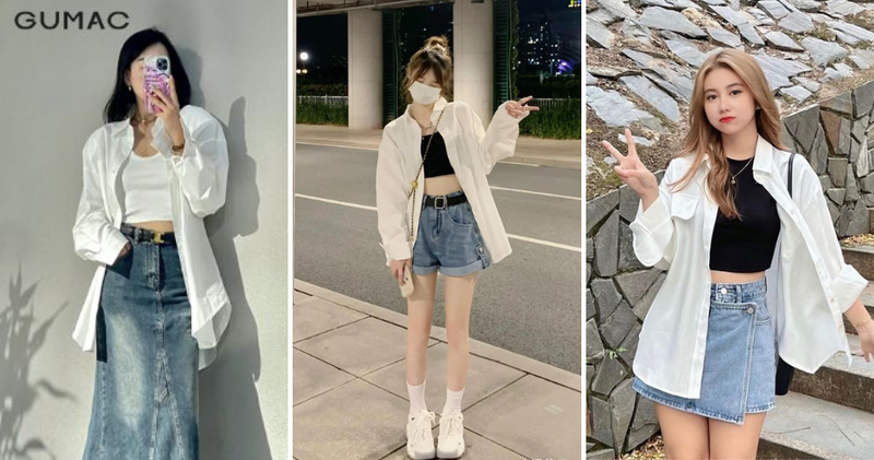 Phối croptop ôm sát khoác hờ chiếc sơ mi trắng bên ngoài vừa mang nét thể thao, vừa quyến rũ, khoe khéo vòng eo thon gọn.