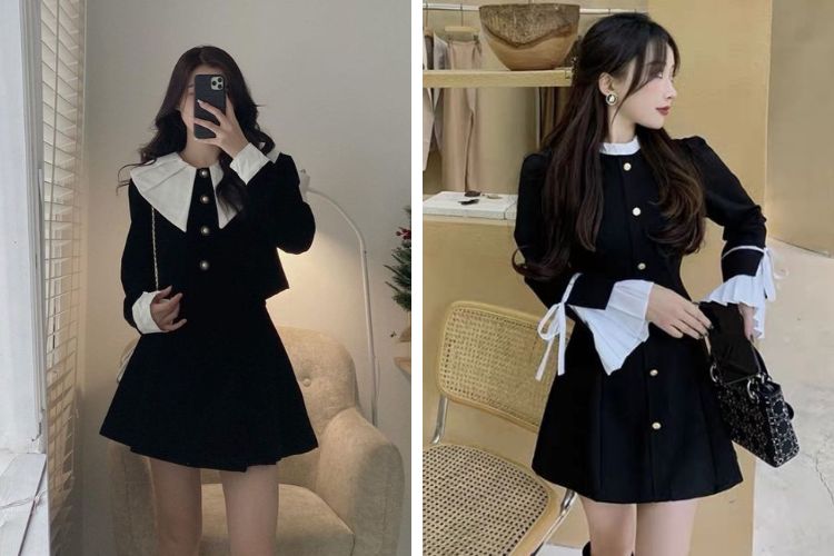 Đầm đen có cổ cho người mập