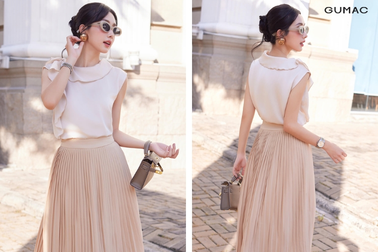 ao lua phoi beo mix vay xep ly dang dai