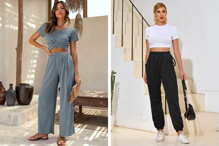 Cách phối đồ đi biển với áo croptop và quần jogger