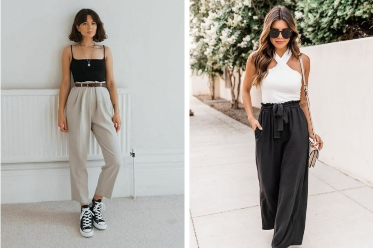 Đi núi với áo thun và quần cạp cao năng động