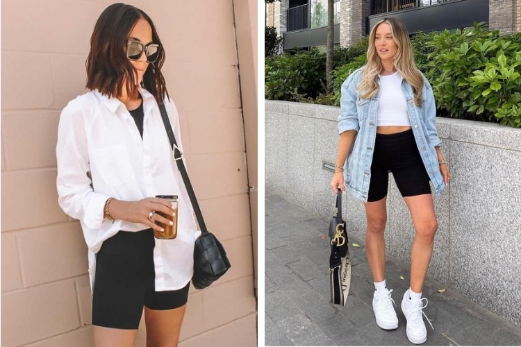 Mix áo sơ mi và quần biker