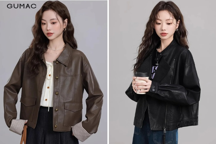 Mix chân váy xòe dáng dài cùng áo da