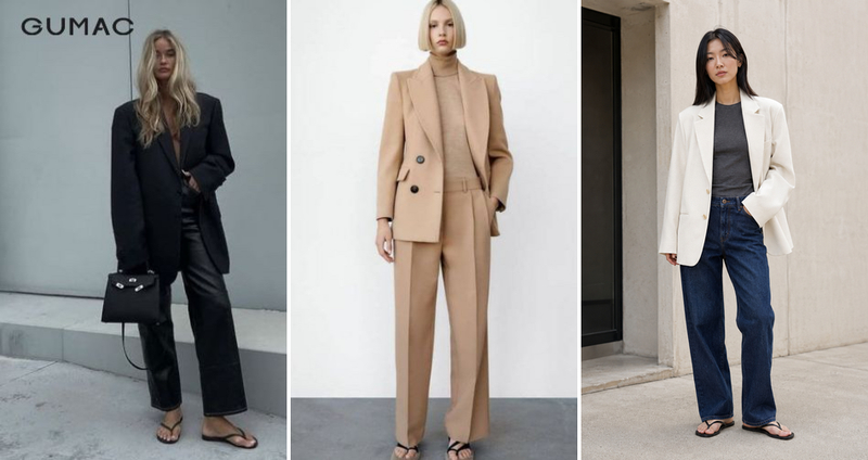 Áo blazer nữ đi dép xỏ ngón
