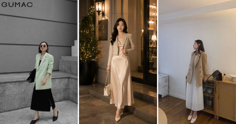 Áo blazer nữ khoác ngoài đầm 2 dây dịu dàng