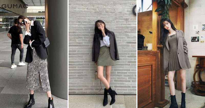 Áo blazer nữ mix boot cổ thấp
