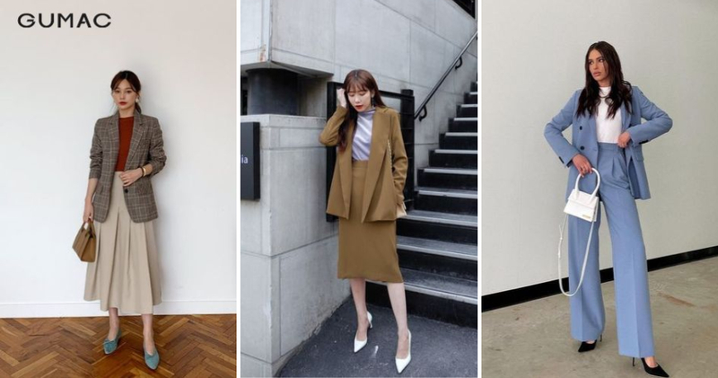 Áo blazer nữ đi giày cao gót thanh lịch