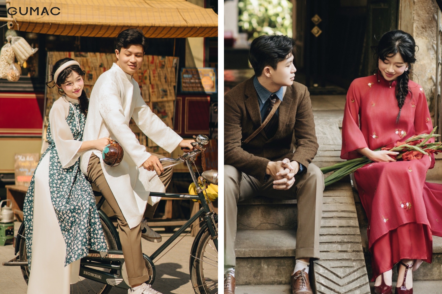 pose anh ao dai tinh tu cua cap doi