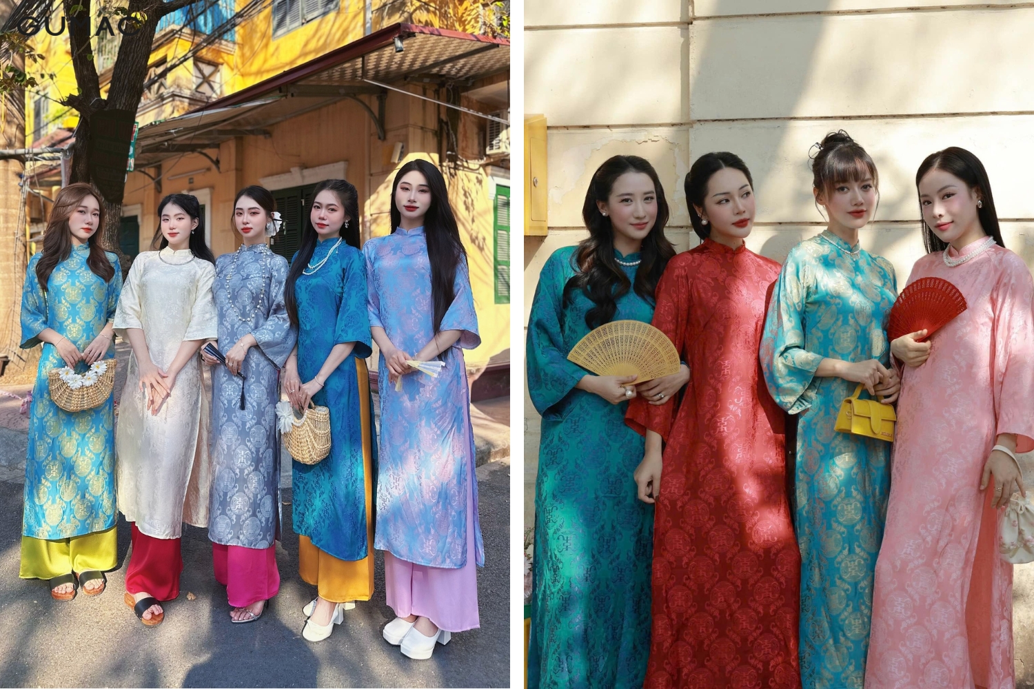 pose chup anh ao dai tap the