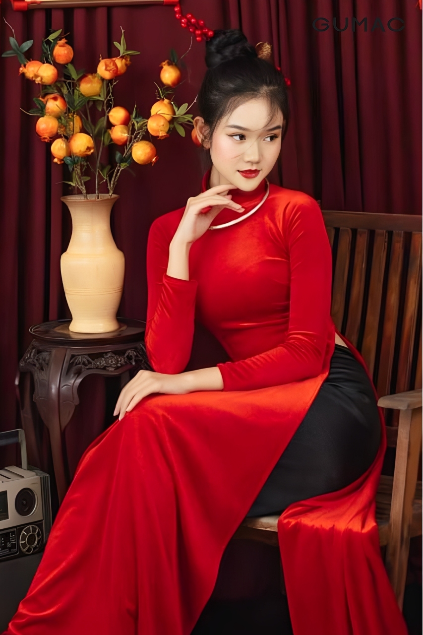 tao dang chup anh mac ao dai tet trong studio