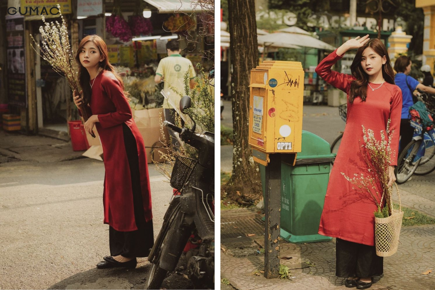 tao tu the chup hinh ao dai di du xuan