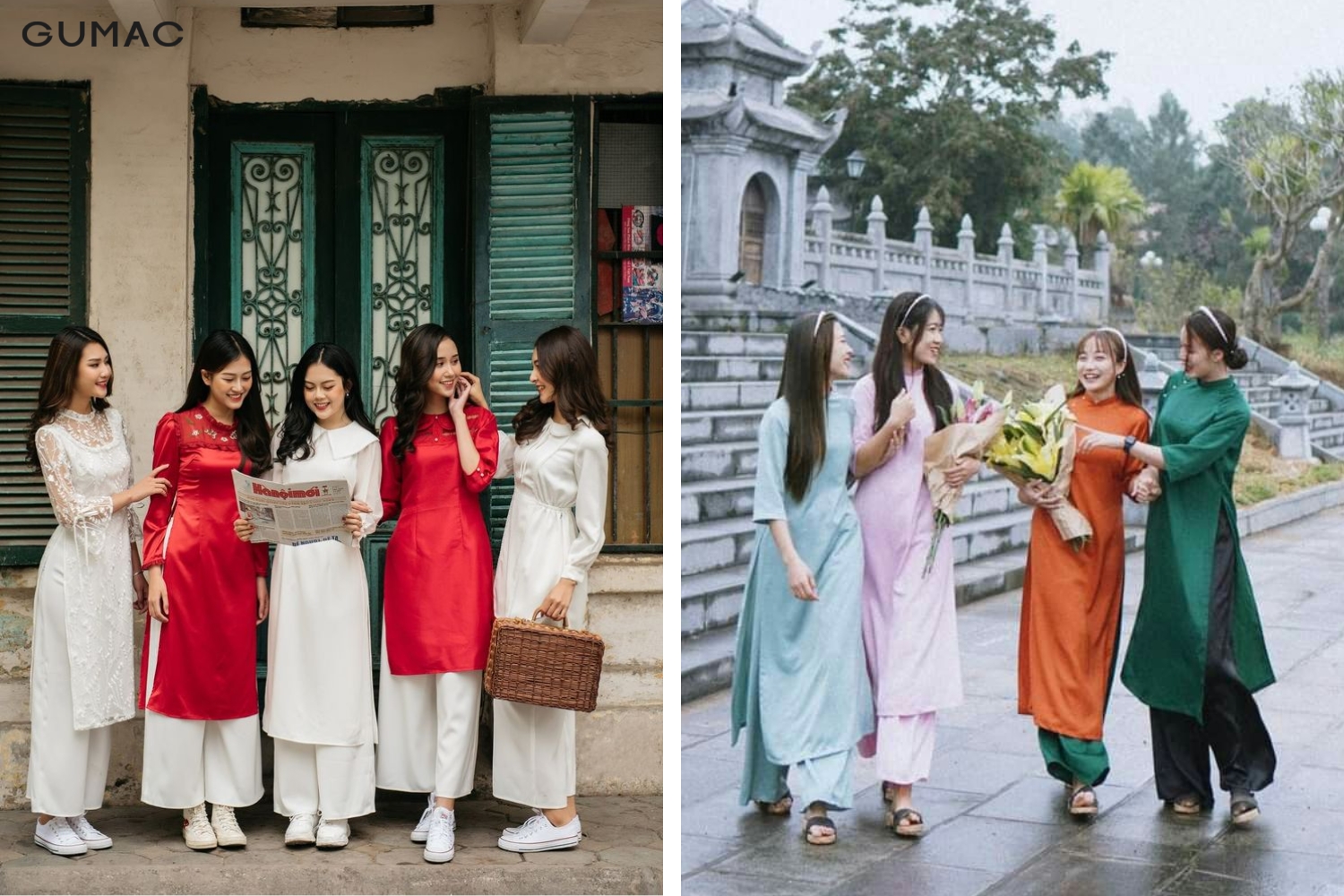 than thai chup anh ao dai dang tro chuyen