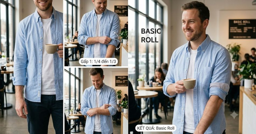 Basic Roll dễ thực hiện và linh hoạt cho mọi thiết kế sơ mi
