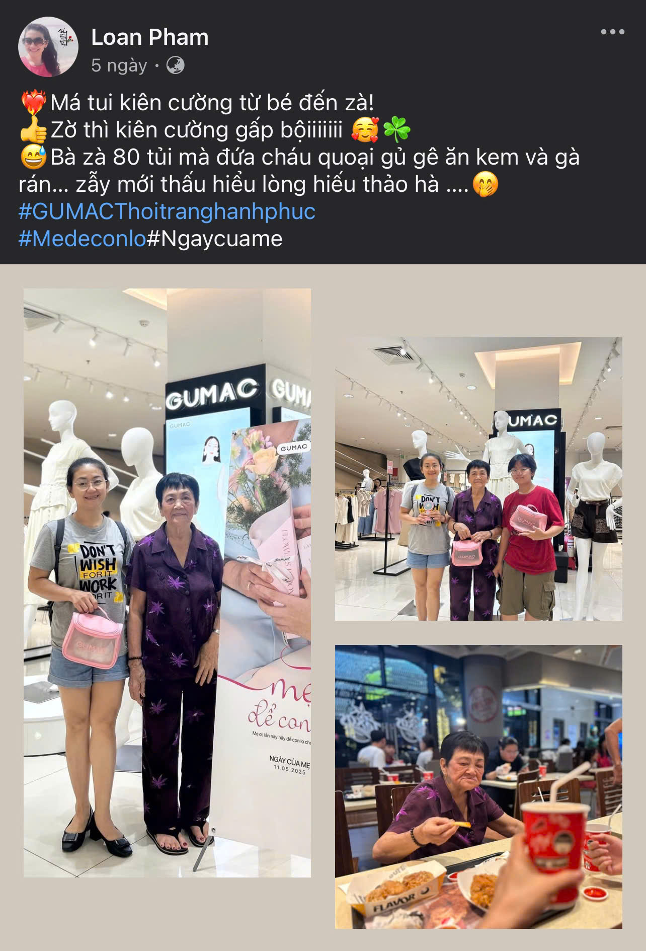 khoanh khac ben canh me cua nang nha GUMAC