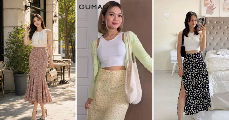 Phối áo sát nách với chân váy hoa nhí tạo sự hài hòa giữa nét nữ tính và năng động.