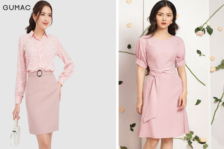 Đầm dạ hội màu hồng pastel đơn giản nhẹ nhàng
