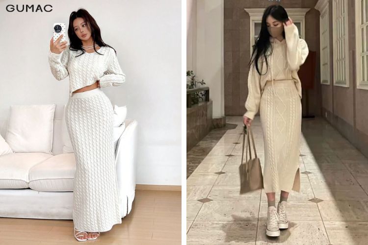Kiểu chân váy len ôm được phái nữ yêu thích
