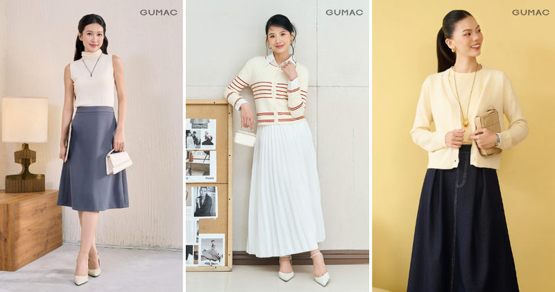 Tạo nên set đồ ngọt ngào với áo len/cardigan mix chân váy xếp ly dài.