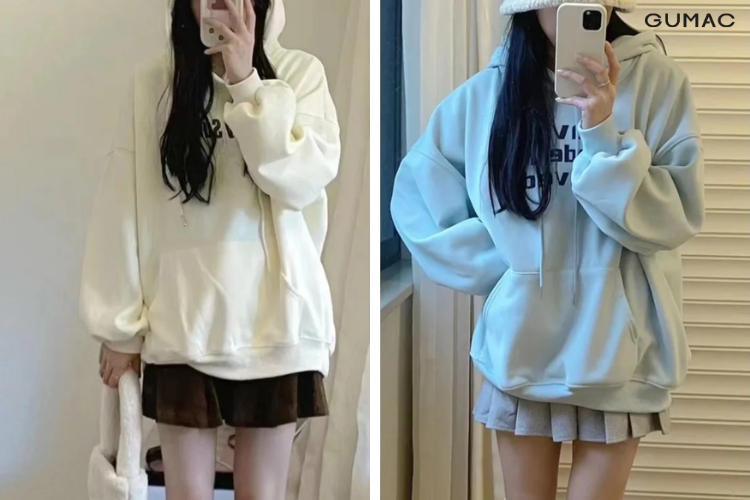 Váy xòe kết hợp áo khoác sweater