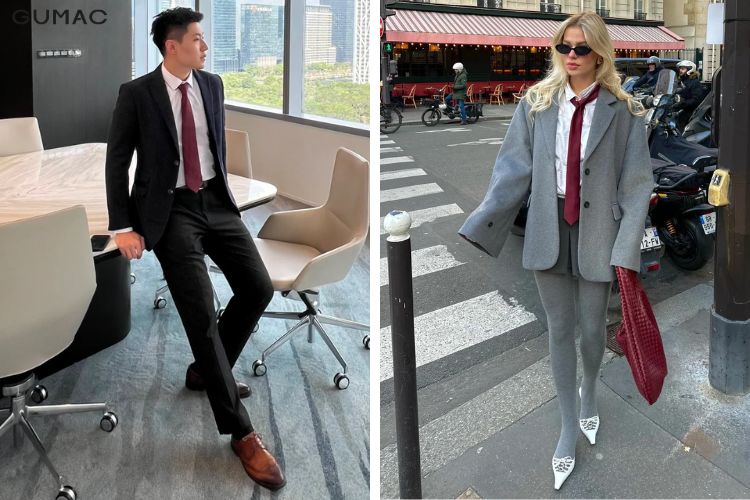 Ao so mi that ca vat mau do