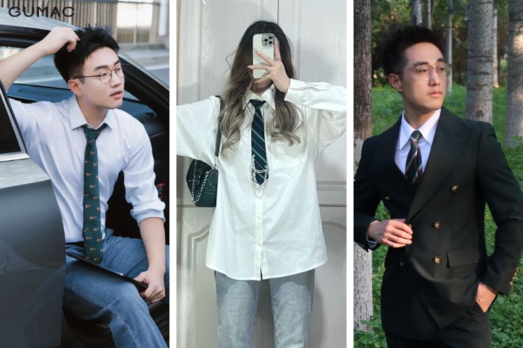 Phoi ao so mi ca vat mau xanh la