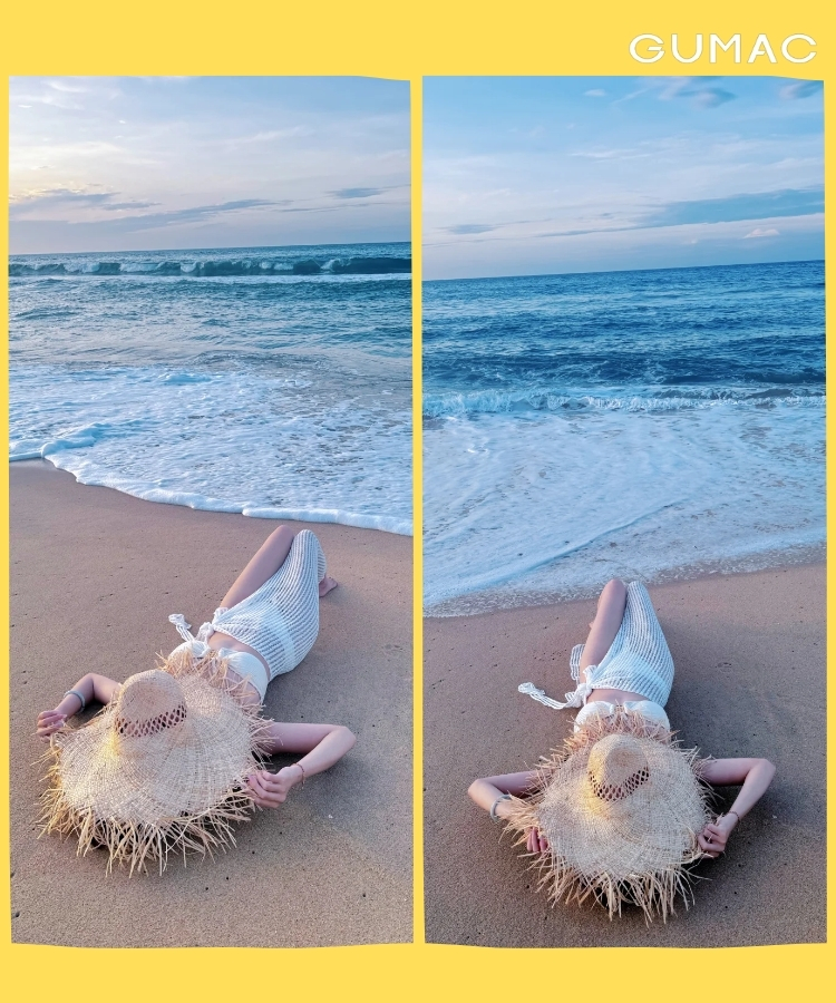 nam nghi tren bai cat dep