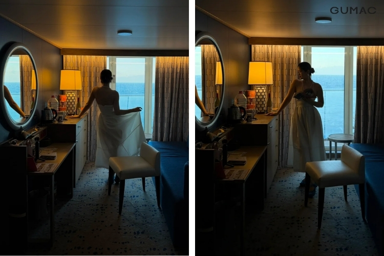 tao dang chup anh trong cabin cuon hut