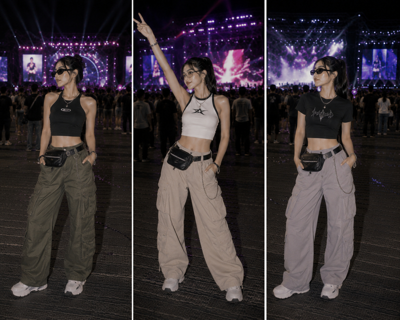 Croptop ôm vừa phối quần cargo cạp cao giúp tôn dáng và mang lại vẻ ngoài khỏe khoắn, cá tính.