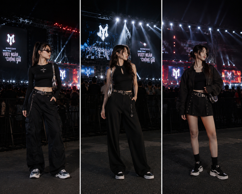 Nàng có thể phối áo đen ôm cùng quần suông, quần cargo hoặc chân váy ngắn để tạo nên set all black sắc sảo.