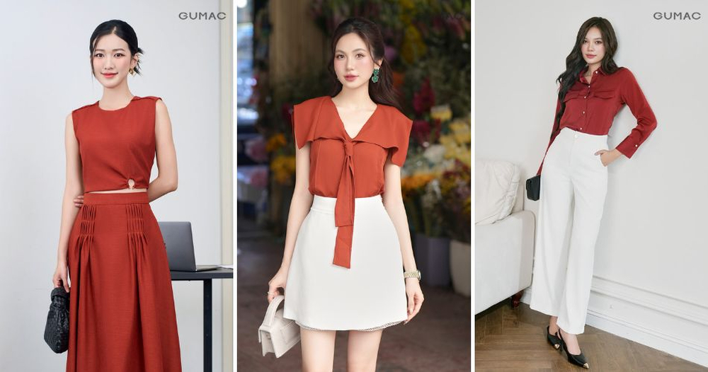 Đỏ gạch cung cấp độ tương phản hài hòa, gia tăng sức sống rạng rỡ cho tổng thể