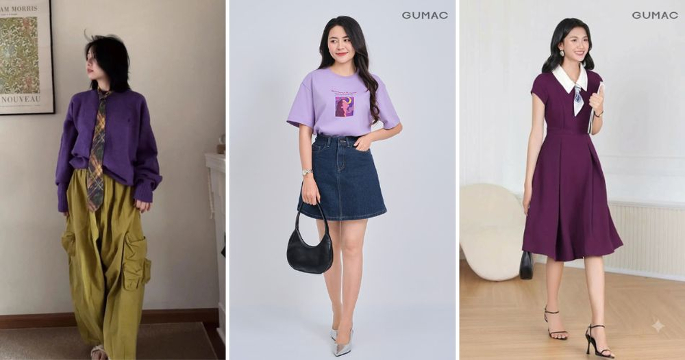 Tím mận định hình cấu trúc thị giác sang trọng, làm nổi bật độ sáng mịn của bề mặt da