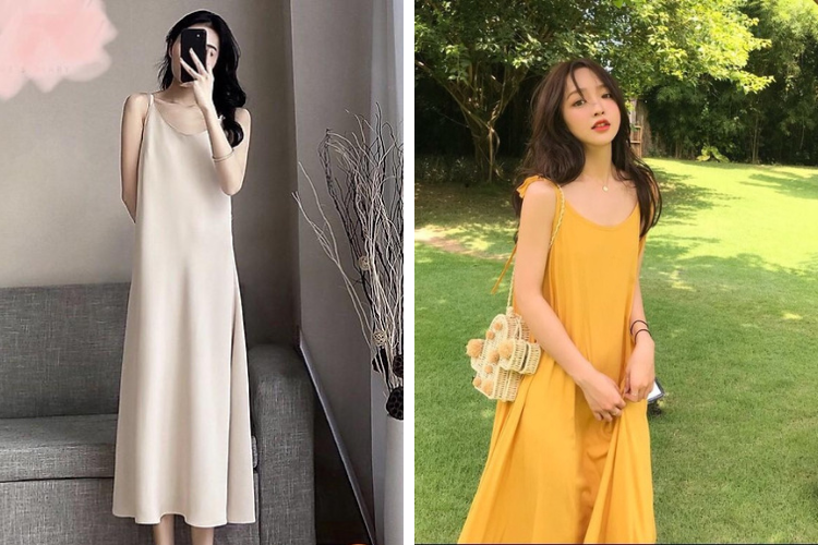 váy 2 dây dáng suông