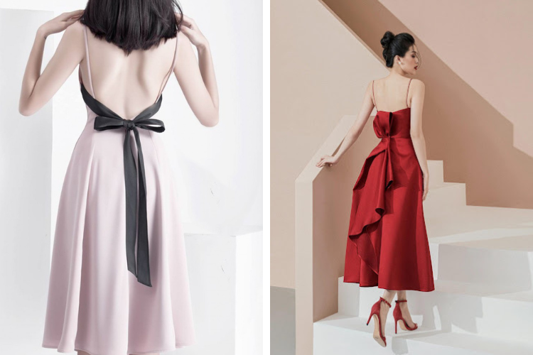 đầm 2 dây dự tiệc nơ lưng