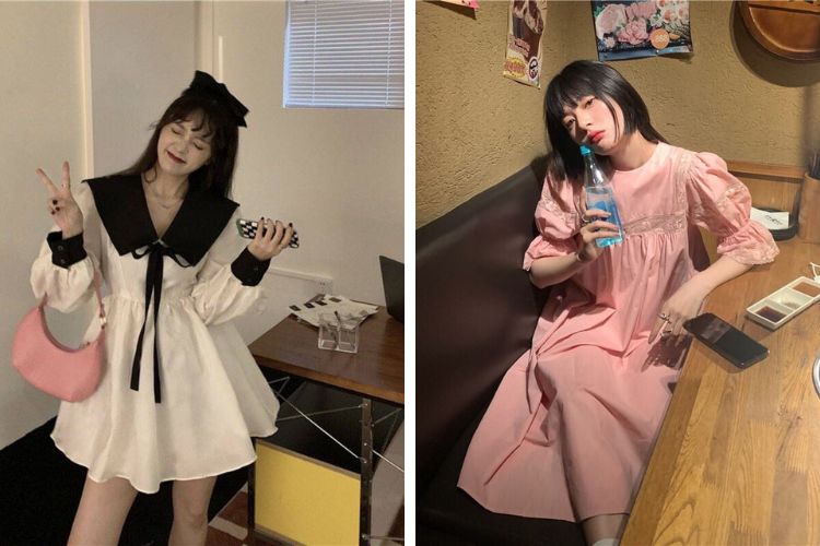 Váy babydoll cho dáng người vai rộng