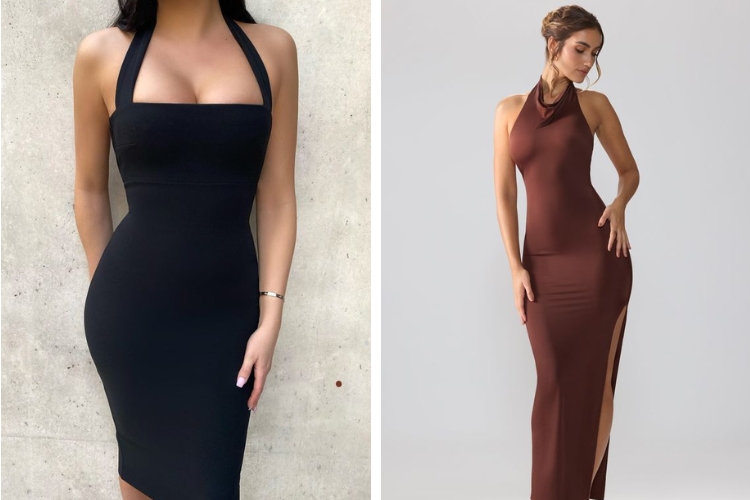 Đầm body cổ yếm