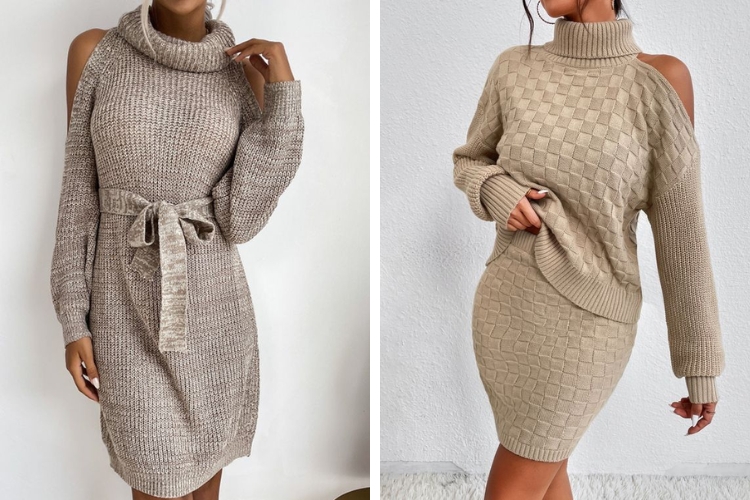 Đầm cổ lọ dự tiệc hở vai gợi cảm