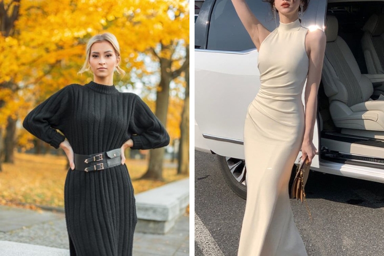 áo đầm cổ lọ dự tiệc