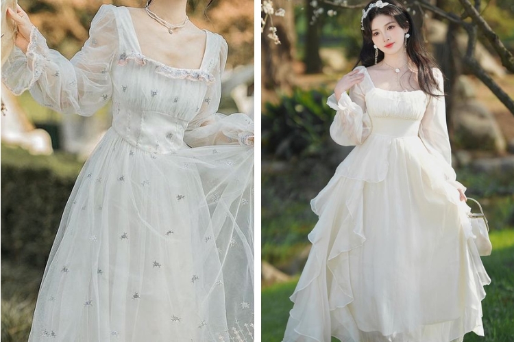 Đầm thiết kế công chúa tay dài tinh tế