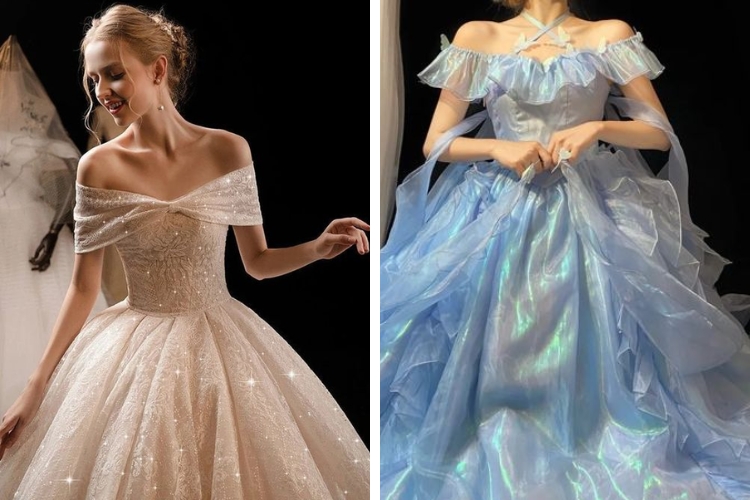  Đầm công chúa trễ vai lãng mạn