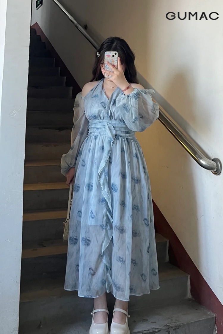 dam hoa maxi xanh duong dep nhat