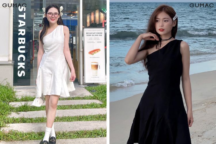 Gợi ý đầm lệch vai đi chơi 1/6 Gợi ý đầm lệch vai đi chơi 1/6