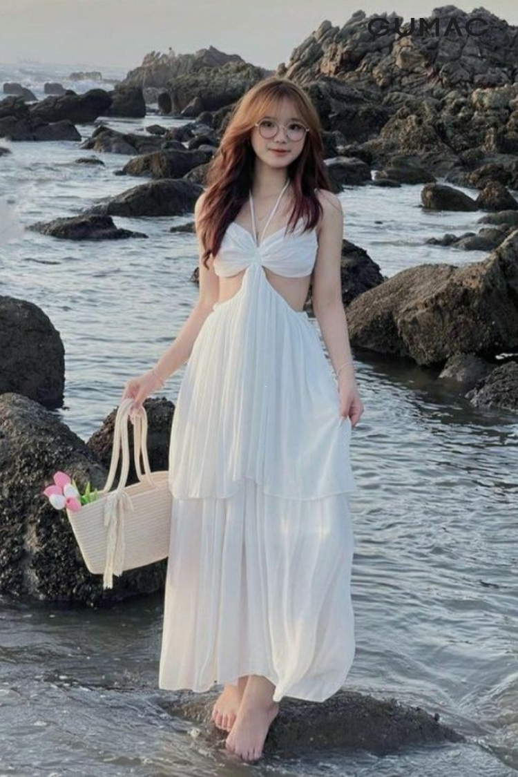 Dam maxi di bien cho nguoi dang hinh chu nhat