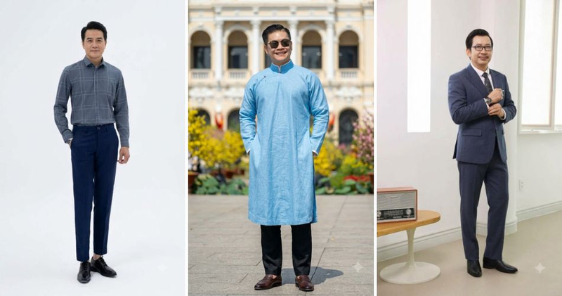 Sơ mi, quần âu hoặc vest tối giản mang đến vẻ ngoài chững chạc và lịch thiệp cho các bố