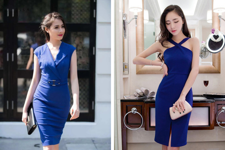 đầm body xanh dương 